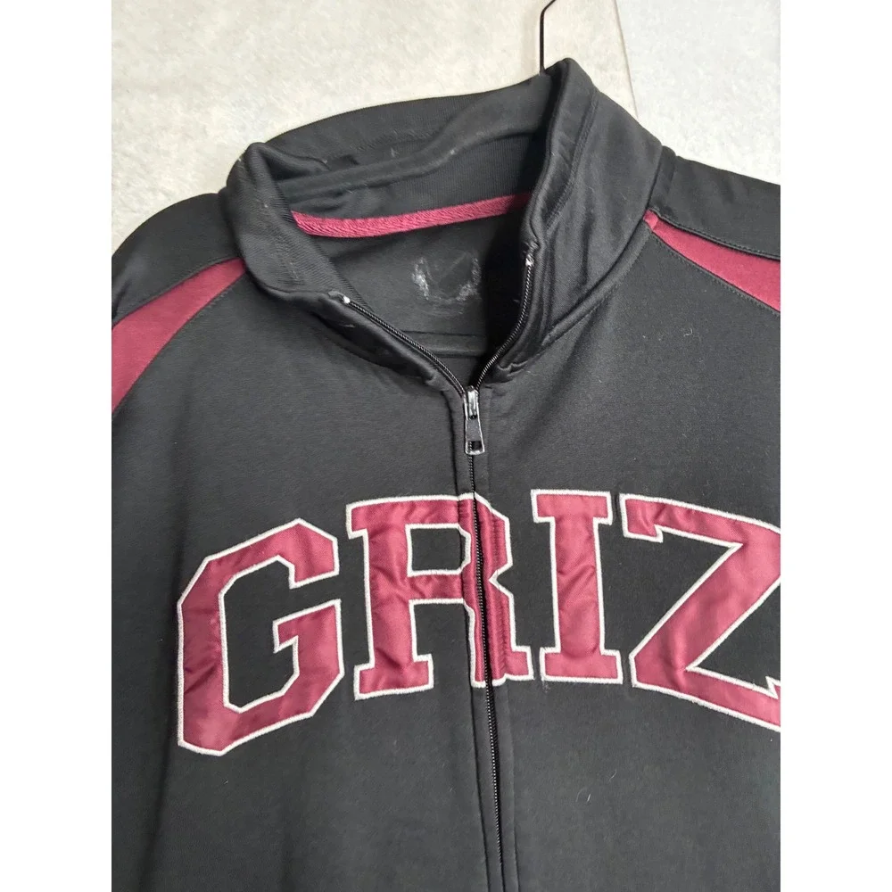 University of Montana Griz Full Zip Track Jacket Black Maroon Mens‎ XL
